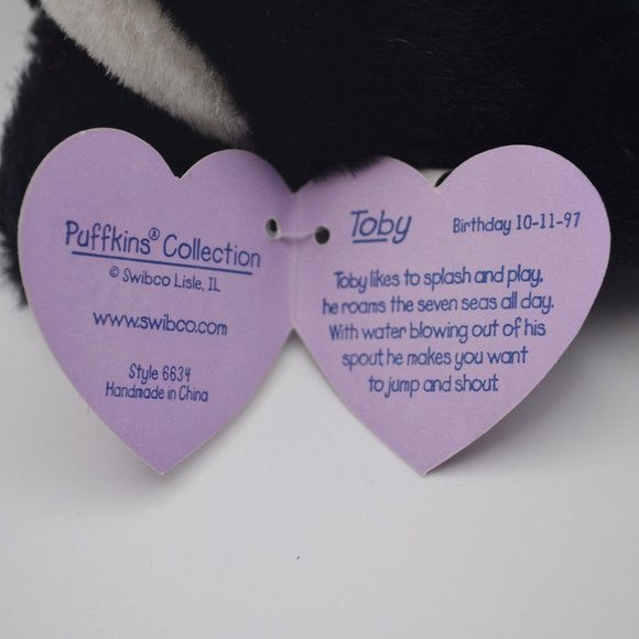 Toby the Whale Puffkins by Swibco Style 6634 Bean Bag Plush - Picture 7 of 8